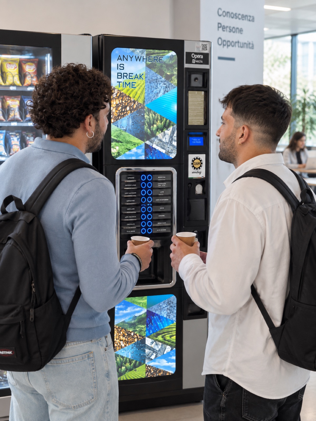 Pausa caffè a un distributore automatico DAM Vending